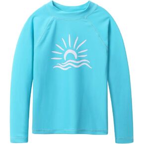 TFJH E Girls & Boys Long Sleeve Rashgurad Swimsuit UPF 50+ Kids Swimwear Sunsuits