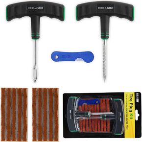 HolaKit Tire Plug Kit, 22PCS Compact Tire Repair Kit with Rubber Plugs, Upgrade T-Handle, 4-Way Valve Steam Tool, Flat Tire Puncture Repair Tools for Cars, Motorcycle, ATV, SUV