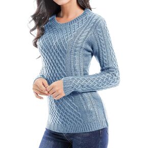 v28 Women Crew Neck Knit Stretchable Elasticity Long Sleeve Sweater Jumper Pullover in Saudi Arabia