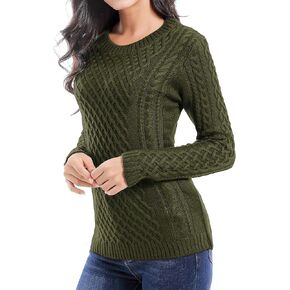 v28 Women Crew Neck Knit Stretchable Elasticity Long Sleeve Sweater Jumper Pullover