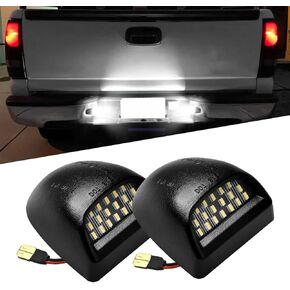 LESAUCE Full LED License Plate Light for Cadillac Escalade Tag Light for Chevy Silverado 1500 2500 3500 Suburban Tahoe GMC Sierra 1500 2500 3500 Yukon XL, 6000K White, Tag Lamp Assembly Replacemen