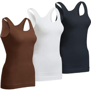 OLCHEE Women's 3PACK Shapewear Tank Tops Tummy Control - Seamless Slimming Body Shaper Top Regular and Plus Size