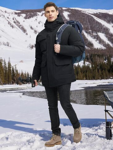 Winter Coats for Men Waterproof Winter Jackets for Men Warm Padded Jacket with Hood Windbreaker in Saudi Arabia