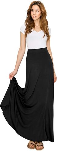 Lock and Love Women's Styleish Print/Solid High Waist Flare Long Maxi Skirt in Saudi Arabia