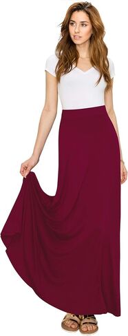 Lock and Love Women's Styleish Print/Solid High Waist Flare Long Maxi Skirt in Saudi Arabia