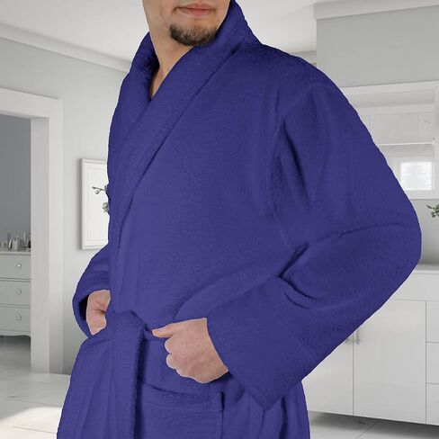 Superior Men's Traditional Premium Turkish Cotton Lightweight Long Bathrobe with Pockets in Saudi Arabia