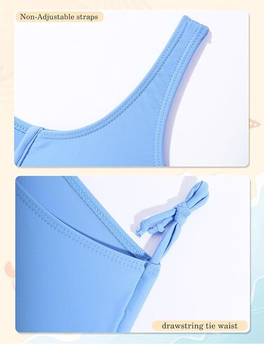 Girls Swimsuit 2 Piece V-Neck Cutout Girls' Swimwear Top High Waisted Bottom Bathing Suits for Teens 7-16 Years in Kuwait