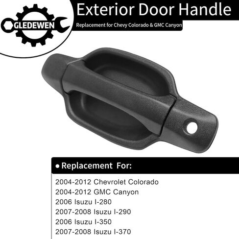 Gledewen Exterior Door Handle, Compatible with 2004-2012 Chevy Colorado, GMC Canyon, Isuzu, Outer Front Left Driver Side, Replace# GM1310141, 25875521 | Textured Black W/Key Hole Outside Handle in Saudi Arabia