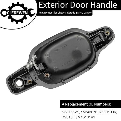 Gledewen Exterior Door Handle, Compatible with 2004-2012 Chevy Colorado, GMC Canyon, Isuzu, Outer Front Left Driver Side, Replace# GM1310141, 25875521 | Textured Black W/Key Hole Outside Handle in Saudi Arabia