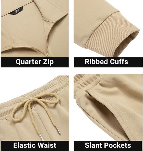 COOFANDY Men's Tracksuit 2 Piece Quarter Zip Polo Athletic Sweatsuits Casual Running Jogging Sport Suit Sets in Saudi Arabia