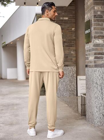 COOFANDY Men's Tracksuit 2 Piece Quarter Zip Polo Athletic Sweatsuits Casual Running Jogging Sport Suit Sets in Saudi Arabia