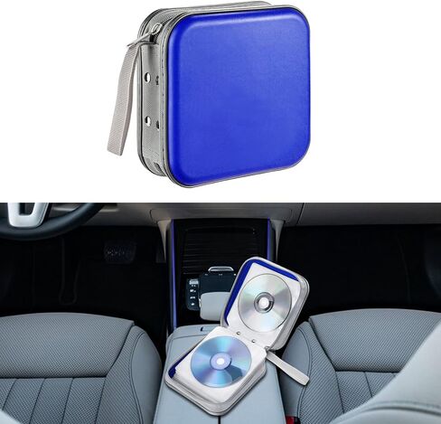 CD Holder Case, CD Wallet Holder Organizer, Portable DVD Hard Plastic Case Holder with Nylon Zipper Wallet, Protective DVD Storage Book Wallet Universal for Car, Home (Blue) in Saudi Arabia