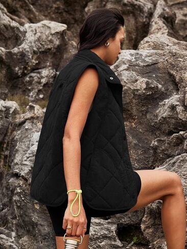 SENSERISE Womens Puffer Vest Quilted Vest Oversized Lightweight Vests Outerwear Padded Jacket Winter Fall Outfits in Kuwait
