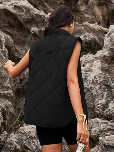 SENSERISE Womens Puffer Vest Quilted Vest Oversized Lightweight Vests Outerwear Padded Jacket Winter Fall Outfits in Kuwait