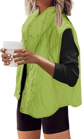 SENSERISE Womens Puffer Vest Quilted Vest Oversized Lightweight Vests Outerwear Padded Jacket Winter Fall Outfits in Kuwait