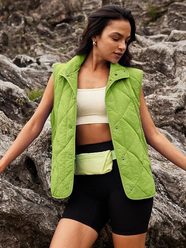 SENSERISE Womens Puffer Vest Quilted Vest Oversized Lightweight Vests Outerwear Padded Jacket Winter Fall Outfits in Kuwait