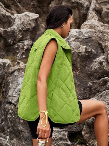 SENSERISE Womens Puffer Vest Quilted Vest Oversized Lightweight Vests Outerwear Padded Jacket Winter Fall Outfits in Kuwait