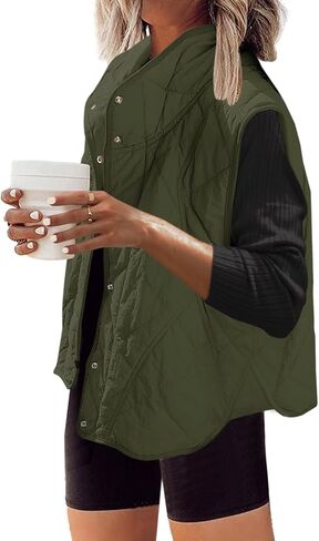 SENSERISE Womens Puffer Vest Quilted Vest Oversized Lightweight Vests Outerwear Padded Jacket Winter Fall Outfits in Kuwait