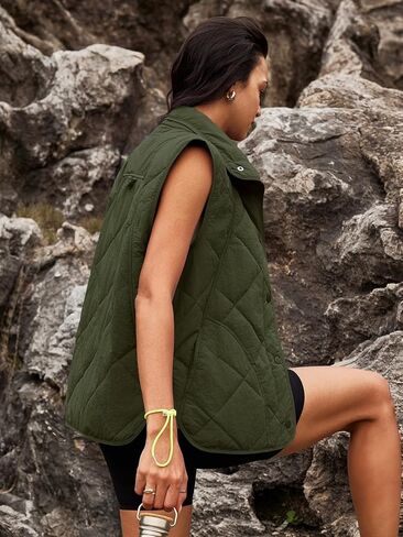 SENSERISE Womens Puffer Vest Quilted Vest Oversized Lightweight Vests Outerwear Padded Jacket Winter Fall Outfits in Kuwait