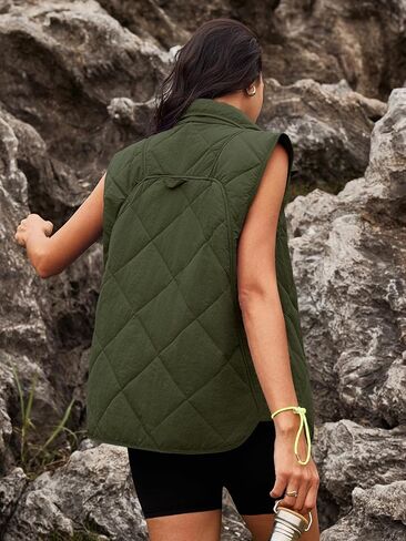 SENSERISE Womens Puffer Vest Quilted Vest Oversized Lightweight Vests Outerwear Padded Jacket Winter Fall Outfits in Kuwait
