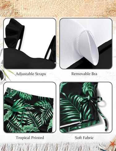 الفتيات ملابس السباحة فتاة ثوب السباحة قطعتين كشكش مبطن Tankini الأعلى الاستوائية طباعة السراويل الفتيات ملابس السباحة مجموعة 7-16T in Saudi Arabia