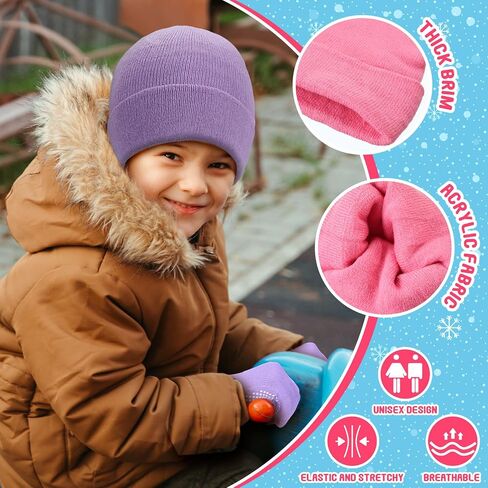 Kids Winter Hats and Gloves Bulk Knit Warm Beanie with Full Finger Anti-Slip Gloves Unisex Cold Weather Set in Saudi Arabia