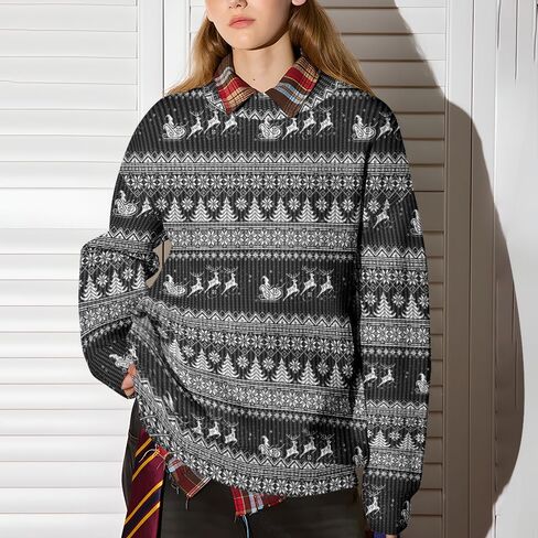 Ugly Christmas Sweater Pullover Sweaters,Colorful and Funny Christmas Sweaters, Christmas Sweater - L in Saudi Arabia