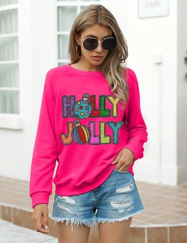 FAYALEQ Merry Christmas Sweatshirt for Women Christmas Light Long Sleeve Shirt Xmas Holiday Crewneck Pullover Tops in Saudi Arabia