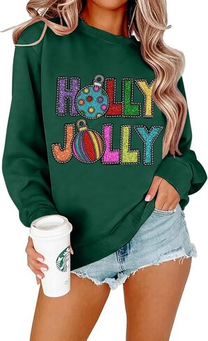FAYALEQ Merry Christmas Sweatshirt for Women Christmas Light Long Sleeve Shirt Xmas Holiday Crewneck Pullover Tops in Saudi Arabia