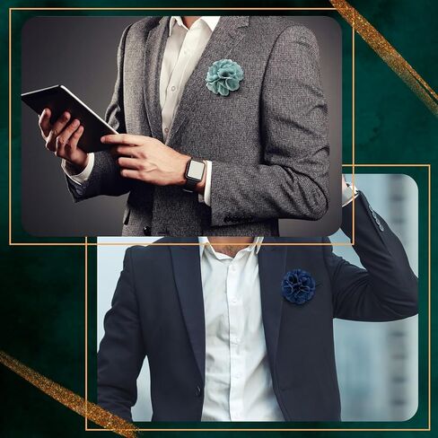 16 Pcs Lapel Flowers for Men Suits Flower Lapel Pins for Men Flower Brooch Pins Handmade Satin Boutonniere Pin in Kuwait