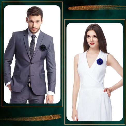 16 Pcs Lapel Flowers for Men Suits Flower Lapel Pins for Men Flower Brooch Pins Handmade Satin Boutonniere Pin in Kuwait