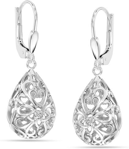 LeCalla Women's Drop & Dangle Earrings | 925 Sterling Silver Leverback Earrings | Lightweight Teardrop Lever Back Drop Dangle Earring for Women in Saudi Arabia