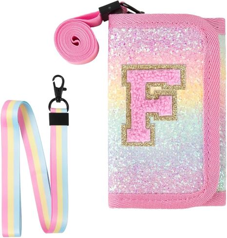 XSUIOY Kids Wallet for Girls Ages 3 4 5 6 7 8 9,Personalized Initial Girls Wallet Cute Toddler Wallet with Magic Sticker,Trifold Novelty Coin Purse Birthday Gifts for Kids(M) in Kuwait