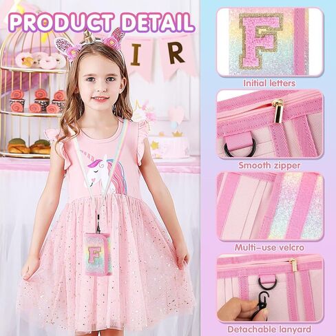 XSUIOY Kids Wallet for Girls Ages 3 4 5 6 7 8 9,Personalized Initial Girls Wallet Cute Toddler Wallet with Magic Sticker,Trifold Novelty Coin Purse Birthday Gifts for Kids(M) in Kuwait