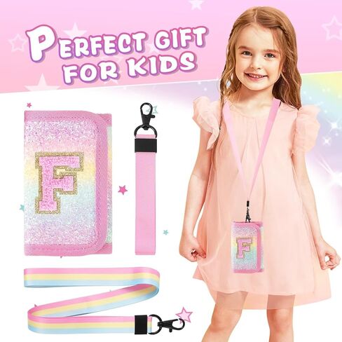 XSUIOY Kids Wallet for Girls Ages 3 4 5 6 7 8 9,Personalized Initial Girls Wallet Cute Toddler Wallet with Magic Sticker,Trifold Novelty Coin Purse Birthday Gifts for Kids(M) in Kuwait