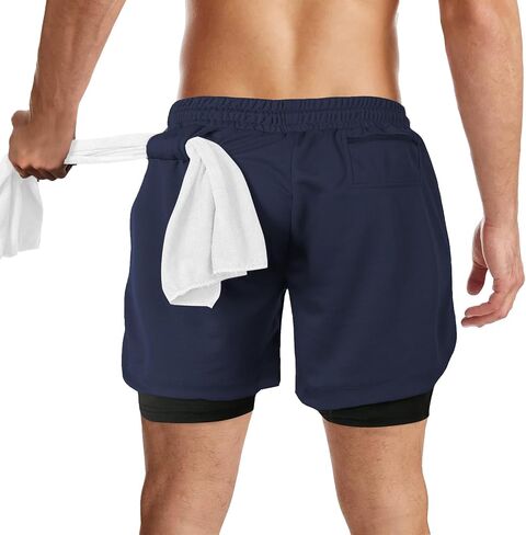 candyfouse Men's 2 in 1 Running Shorts, Quick Dry Workout Shorts with Liner, Athletic Shorts with Zip Pockets&Towel Loop in Saudi Arabia