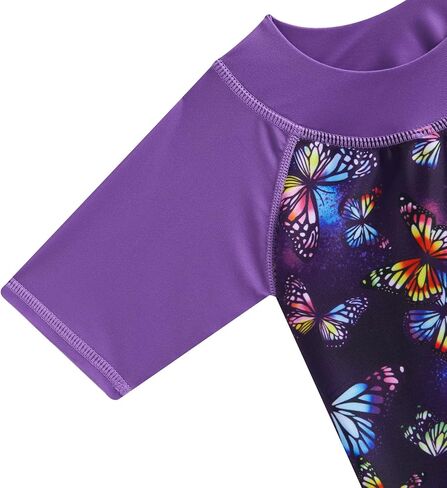 AIDEAONE Girls Rash Guard Swimsuit Short Sleeve Two Piece Bathing Suit Size 3-12T in Saudi Arabia