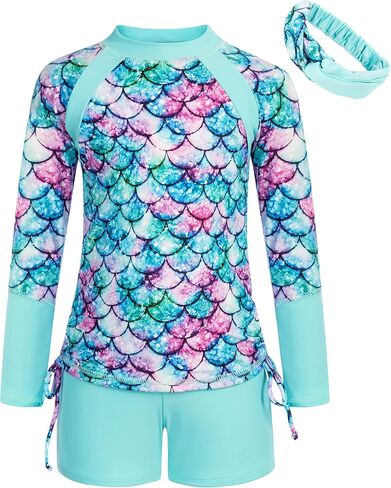 GRACE KARIN Girls Swimsuit Long Sleeve Rashguard Set 2-Piece Bathing Suit 6-14Y in Saudi Arabia