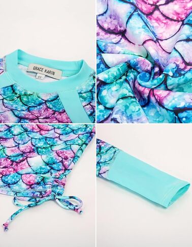 GRACE KARIN Girls Swimsuit Long Sleeve Rashguard Set 2-Piece Bathing Suit 6-14Y in Saudi Arabia