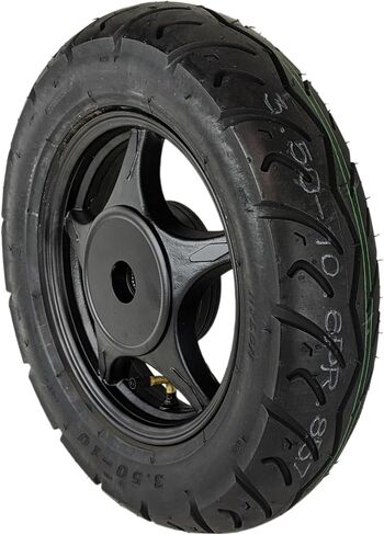 عجلة خلفية RedCap مقاس 10 بوصات ومجموعة إطارات 3.5-10 لدراجة سكوتر 50cc مع فرامل طبلة GY6 QMB139 Sunny TaoTao Vitacci Amigo Milano Beemer 50 Yongfuo YN50QT-8 (أسود) in Kuwait