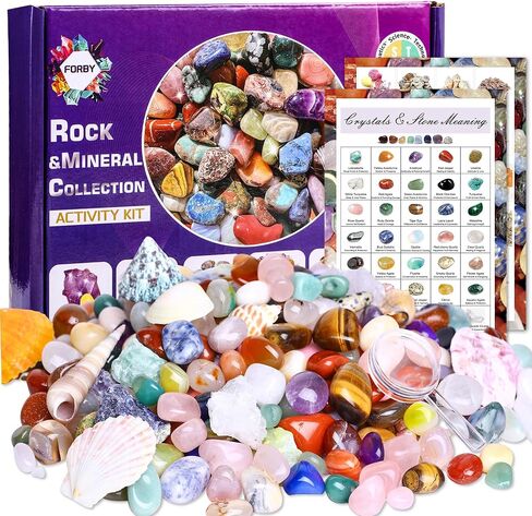 200Pcs+ Natural Crystals Stones Set & Healing Crystal Set Rock Collection -Raw Stones & Geodes & Tumbled Stones Set for Decoration Chakra Reiki Gift Balancing Energy Kids Beginners in Saudi Arabia