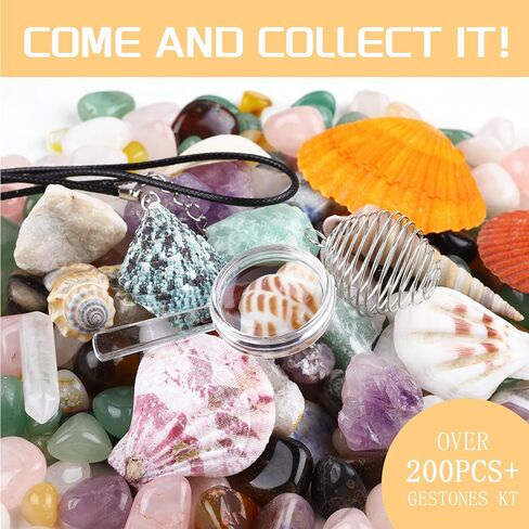200Pcs+ Natural Crystals Stones Set & Healing Crystal Set Rock Collection -Raw Stones & Geodes & Tumbled Stones Set for Decoration Chakra Reiki Gift Balancing Energy Kids Beginners in Saudi Arabia