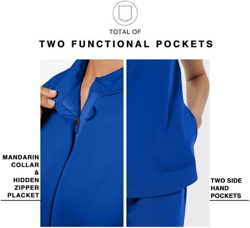 قمصان تنظيف طبية للنساء - قمصان تنظيف ذات ياقة ماندرين مطاطية ناعمة مقاس كبير مع جيبين in Kuwait