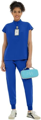 قمصان تنظيف طبية للنساء - قمصان تنظيف ذات ياقة ماندرين مطاطية ناعمة مقاس كبير مع جيبين in Kuwait