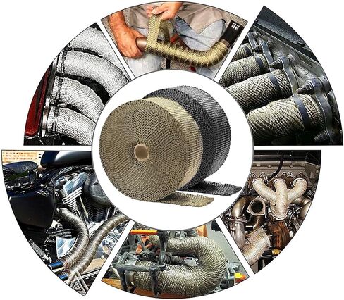 Blue Exhaust Wrap 2" x 200" (2 Rolls) - High Temp Fiberglass Header Wrap for Motorcycle, Car, Exhaust Pipes, Muffler & Header - Heat Resistant 2000°F, Easy Install & Durable (Blue, 2 Rolls) in Saudi Arabia