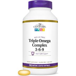 21st Century Triple Omega Complex 3 6 9 Enteric Coated Softgels, 180 Count Bottle (22875)