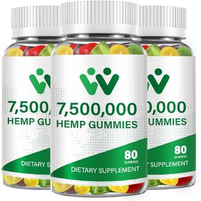 3 Packs Organic Hemp Gummies 7,500,000 High Strength - High Potency Hemp Oil Infused Gummies - Natural Hemp Candy Supplements - 240 Gummies