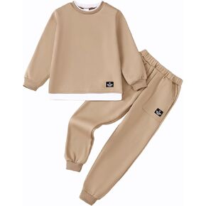 Boy Clothes Kids Boys Fall Winter Outfits Long Sleeve Fleece Hooded Tracksuit Sweatshirt Tops Jogging Sweatpants in Kuwait