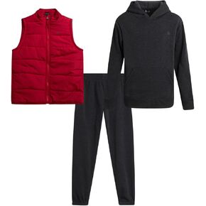 RBX Boys' Joggers Set - 3 Piece Fleece Pullover Hoodie, Jogger Pants, and Puffer Vest - Active Tracksuit Set for Boys (4-12)