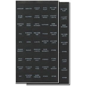 BUNKER INDUST Set of 2 Decal Sticker Label Sheet for Caravan Marine Boat Dash Board Instrument Rocker Switch Circuit Panel GPS Horn Light,Black(45 Pcs Each)